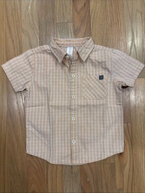 Unbranded Kids Peach & White Short-Sleeve Button-Down Shirt